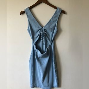 Lulus Blue Ribbed Bodycon Mini Dress- Size M